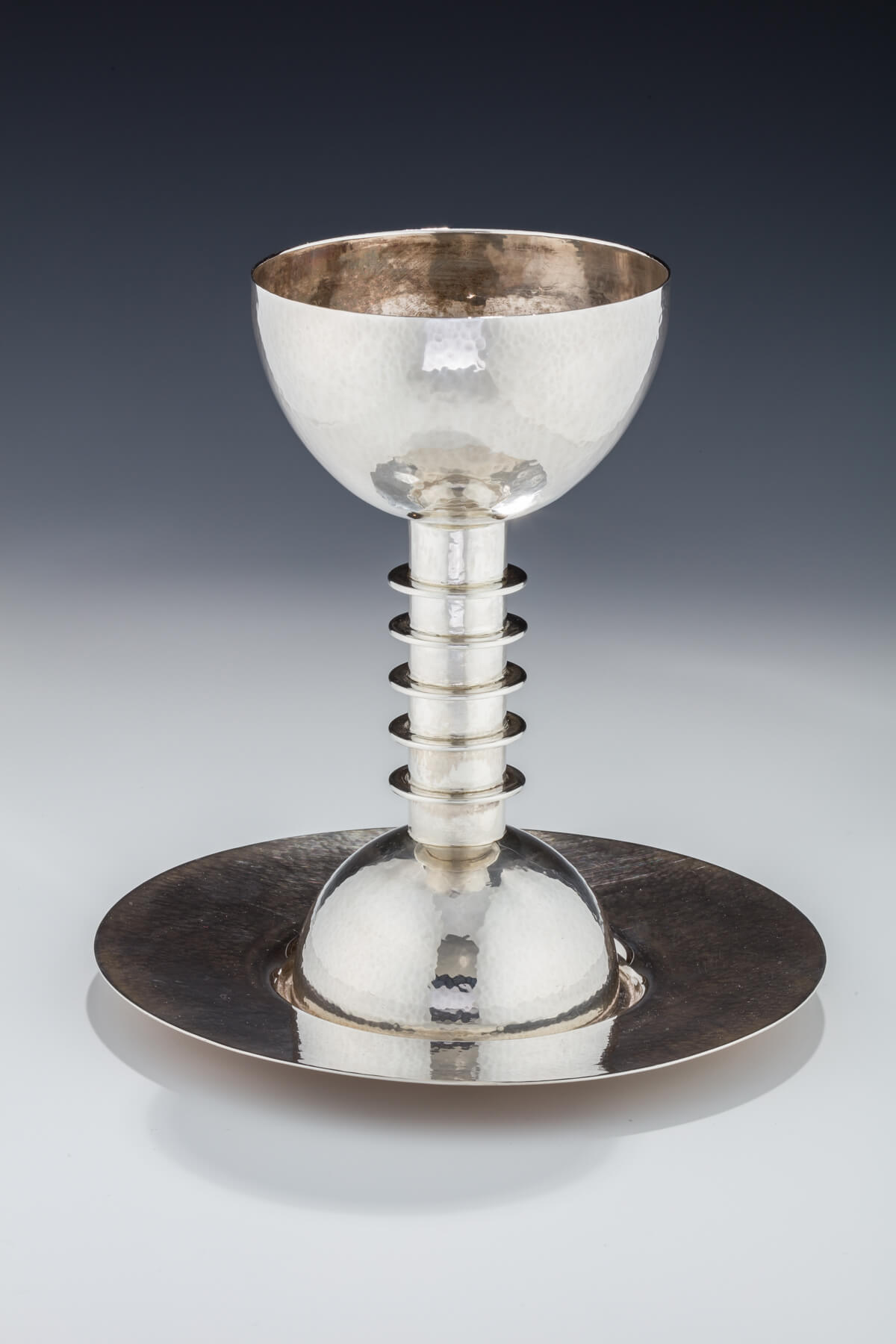 122. Large Silver Kiddush Cup and Underplate by David Gumbel