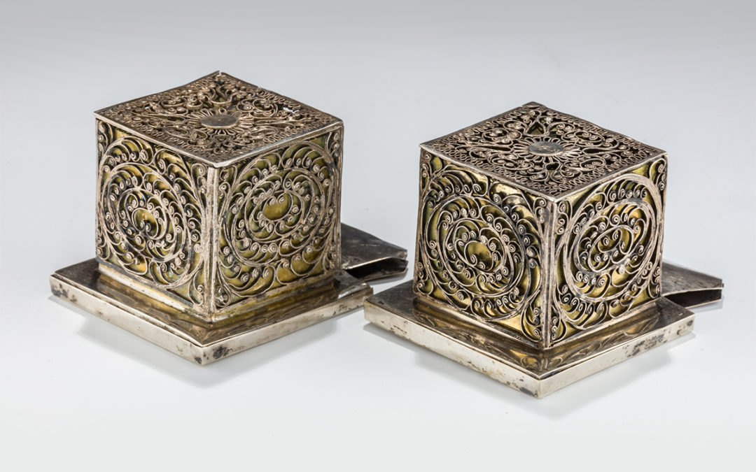 102. A Large and Magnificent Pair of Silver Tefillin Cases