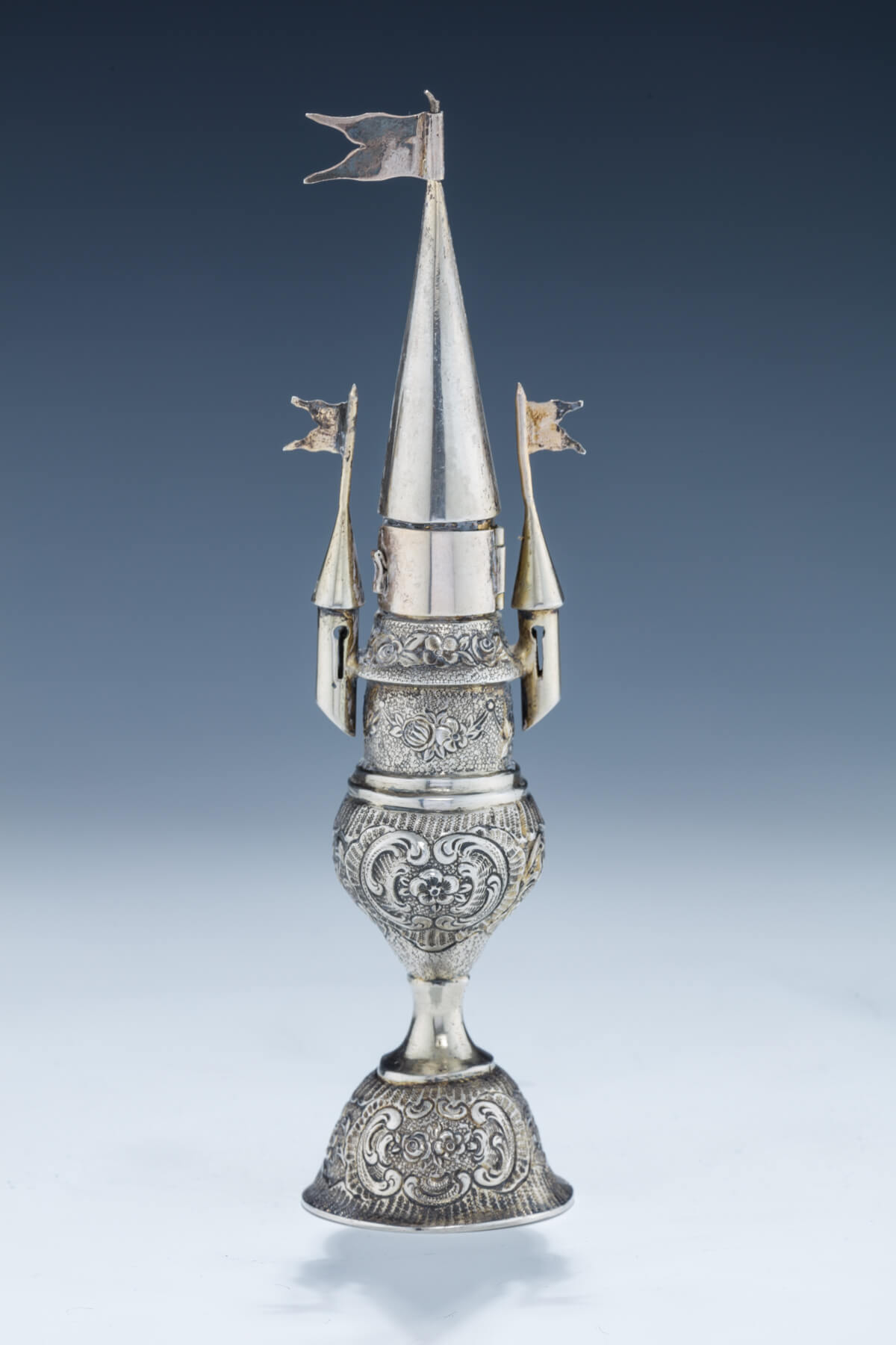 82. A Silver Spice Container And Havdalah Candle Holder