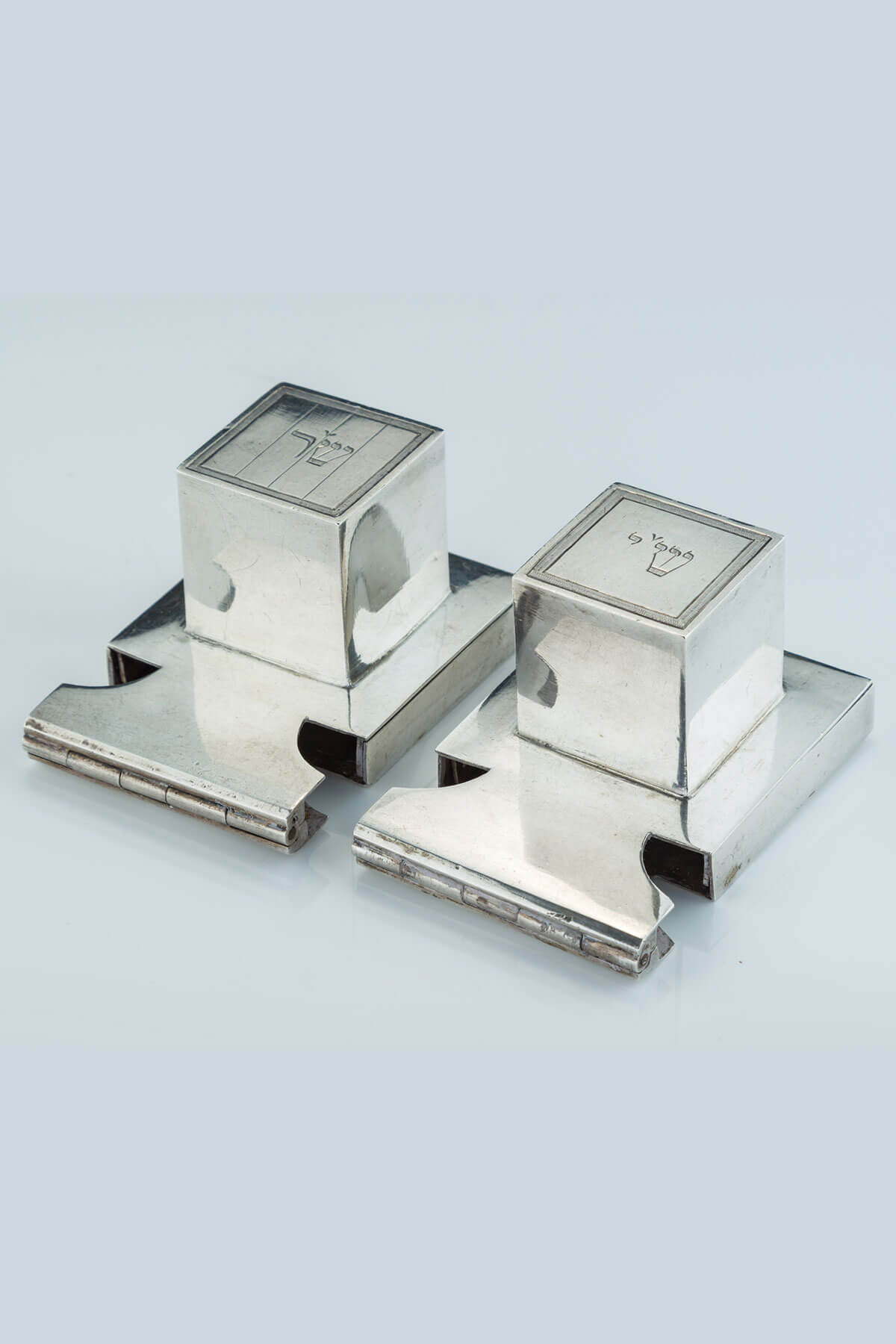 73. A Pair of Silver Tefillin Cases