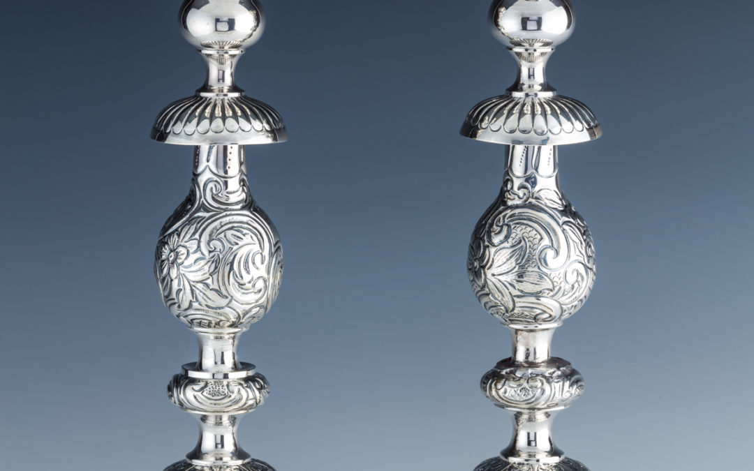 2. A Pair Of Sterling Silver Candlesticks By Alfred Fuller