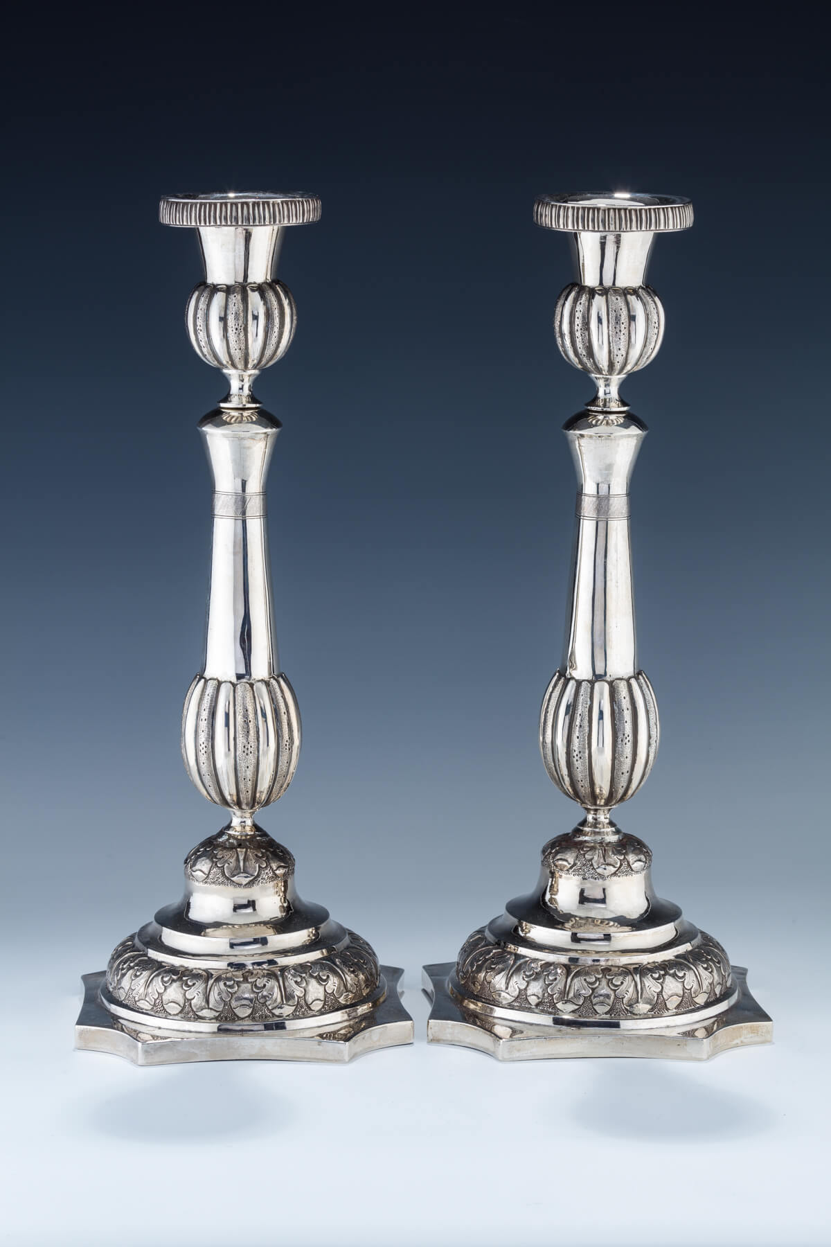 1. A Pair Of Exceptional Silver Sabbath Candlesticks By Alexander Fuld