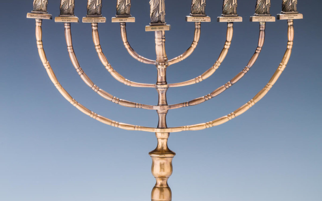 112. A RARE AND IMPORTANT HANUKKAH MENORAH BY MANFRED ANSON