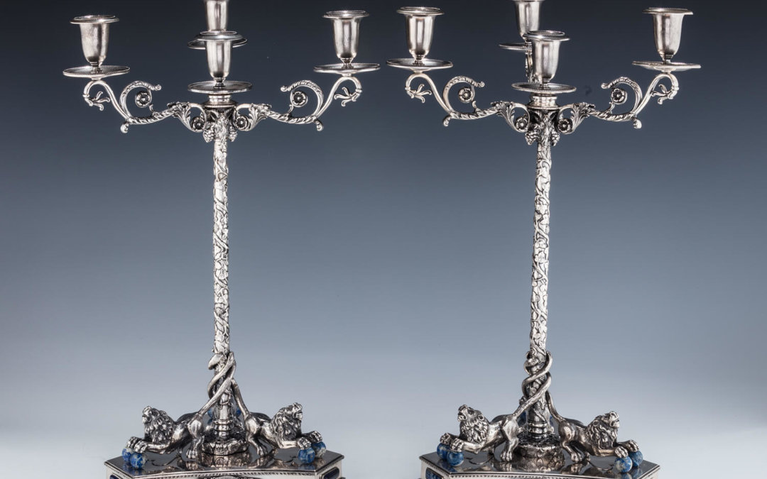 136. A PAIR OF STERLING SILVER CANDELABRAS BY BUCCELLATI