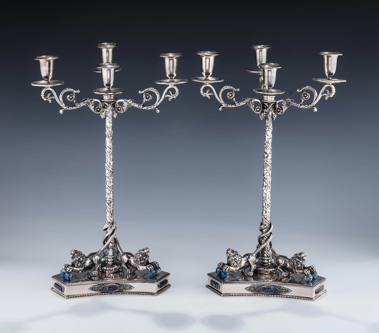 136. A PAIR OF STERLING SILVER CANDELABRAS BY BUCCELLATI