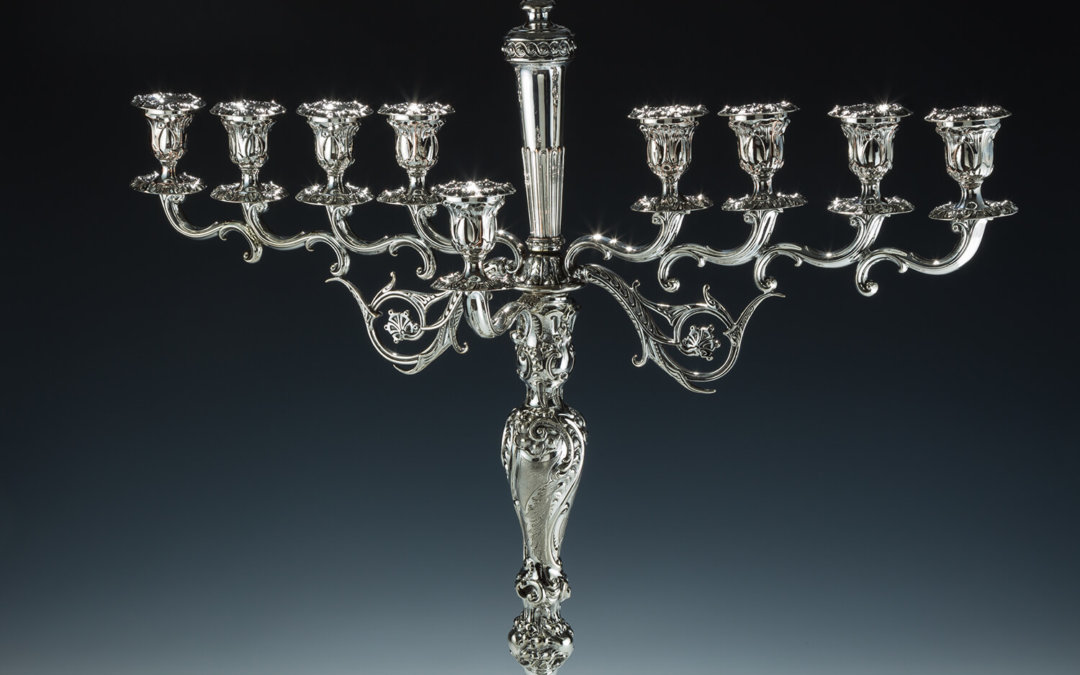 009. AN EXTREMELY LARGE ANTIQUE BAROQUE MENORAH