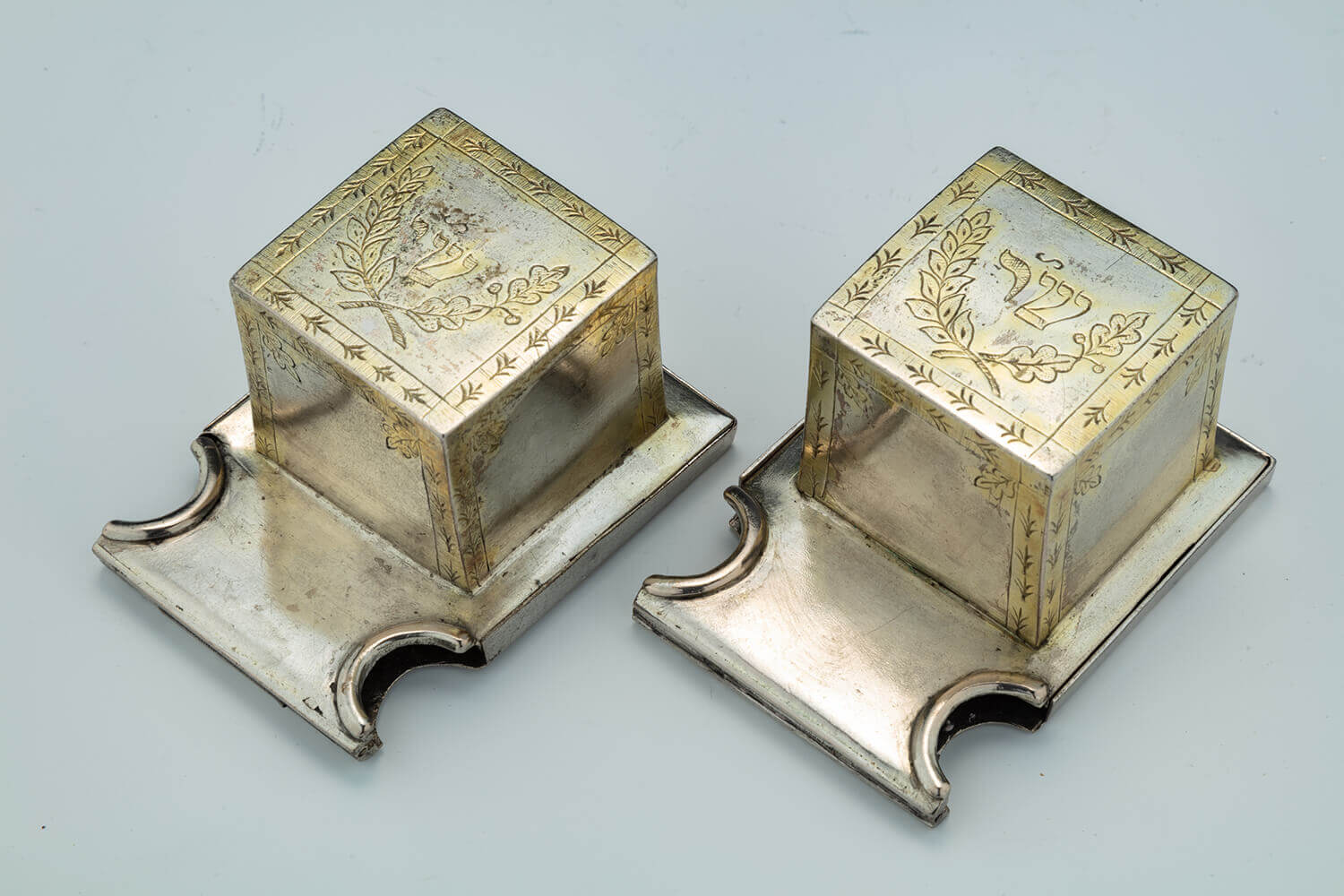 131. A PAIR OF SILVER TEFILLIN COVERS