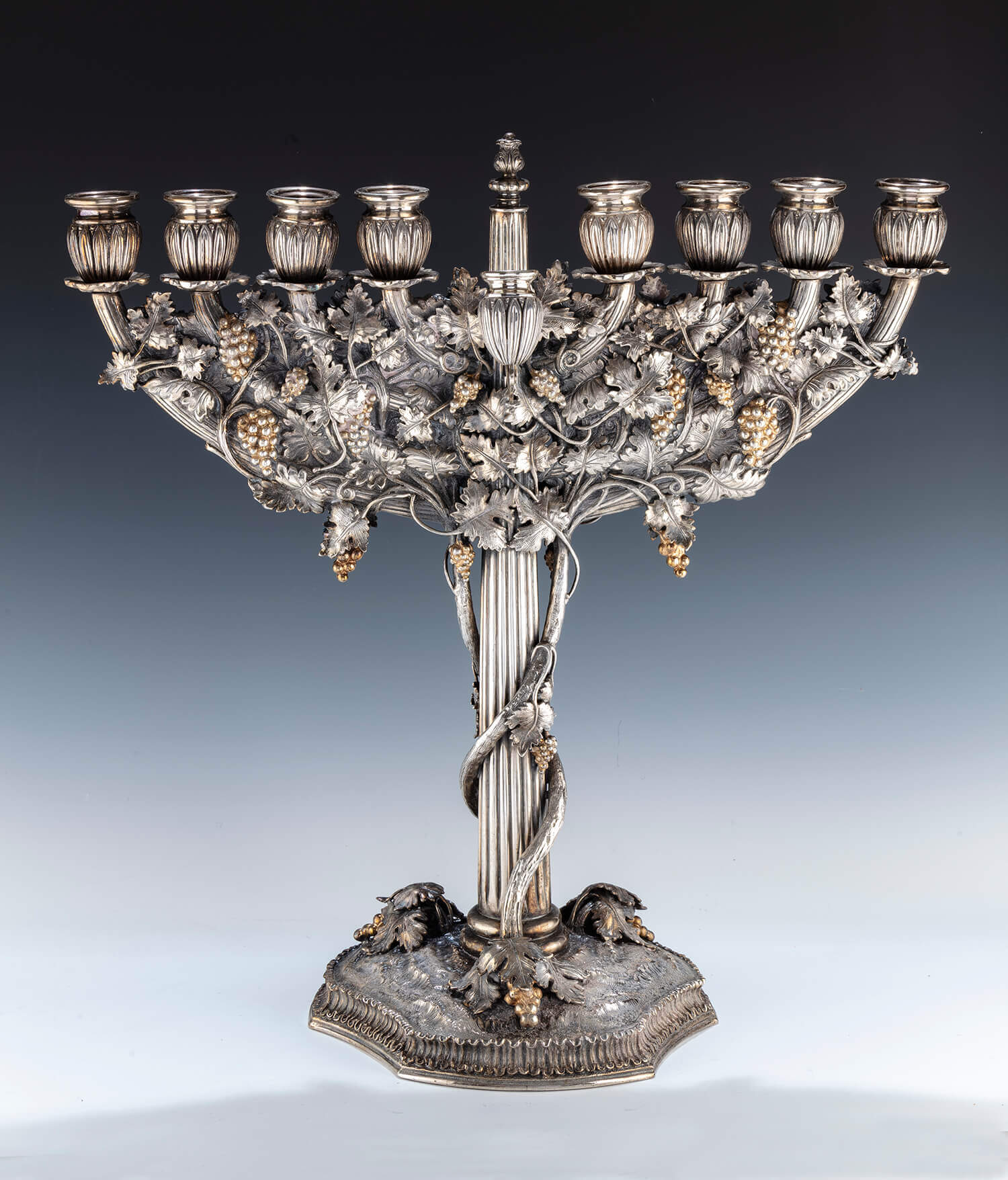 175. A MONUMENTAL STERLING SILVER MENORAH BY GRAND STERLING